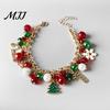 Sparkling Stocking Wrist Accessory Christmas Charm Bracelet for Women, Santa Claus Snowman Bell Glove Holiday Photo Prop Tree Snowflake Pendant
