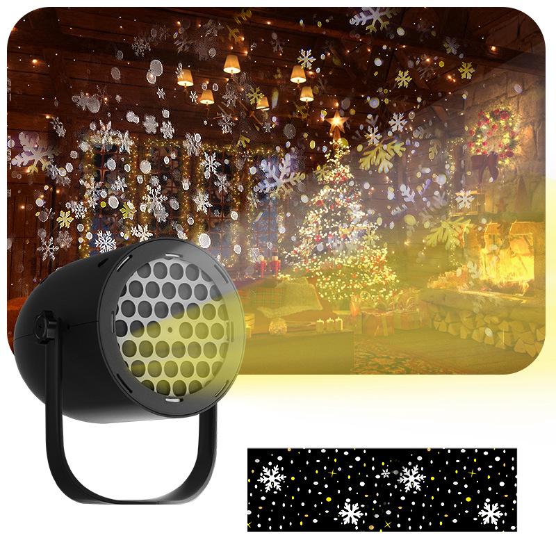Festive LED Snowflake Projection Lamp with 16 Patterns - USB Halloween & Christmas Atmosphere Rotating Stage Light