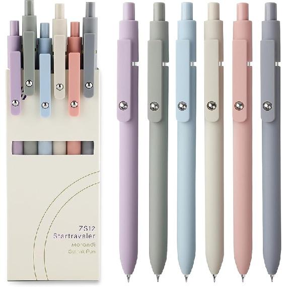 FIOVER Colorful Gel Pens - 6Pcs 0.7mm Multi-Colored Pens, Smooth Writing Coloring Journaling Supplies for Note Taking, Cute Aesthetic Office School
