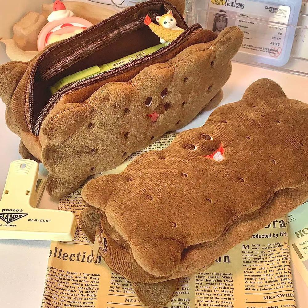 

Plush Cookies Pencil Box Large-capacity Stationery Box New Plush Pencil Bag кофейный