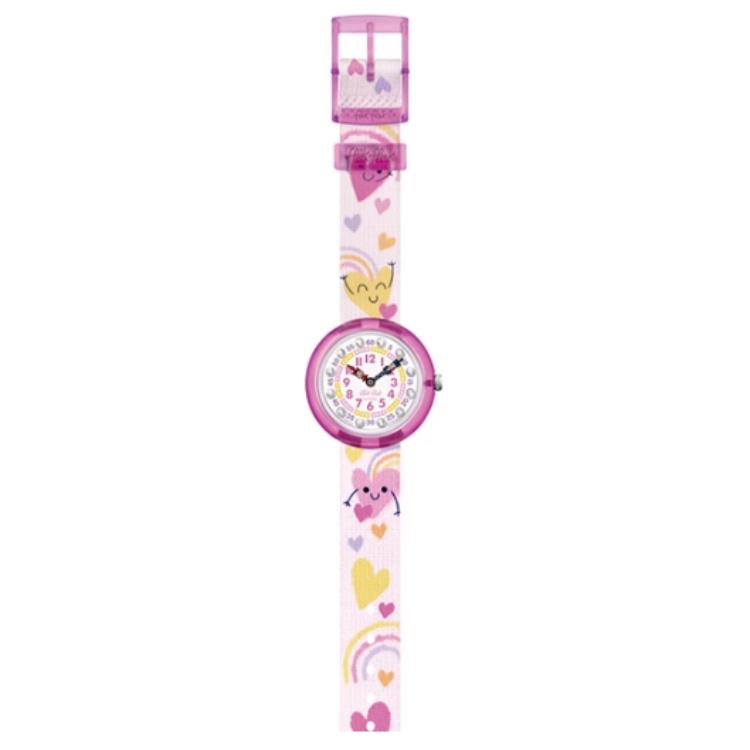 

SWATCH Flik Flak Quartz Movement 30m Waterproof Kids Watch 31.85mm White Dial Plastic Watch Case Fabric Strap ZFBNP223 White Dial