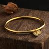 Ancient Style Gold-Plated Brass Bangle with Peanut & Lotus Pod Design – Jewelry Gift Bracelet