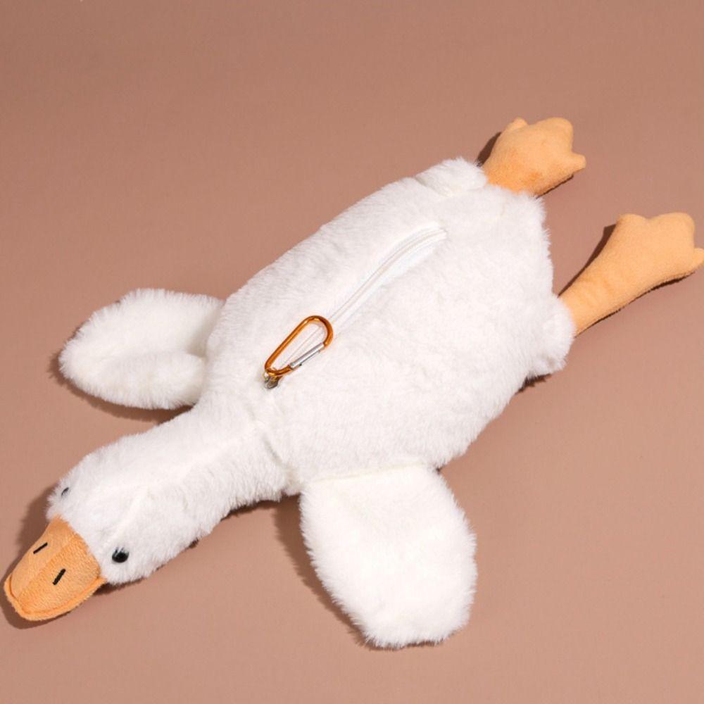 Pencil Pouch White Goose Pen Bag Stuffed Animal Stationery Storage Bag Office Supplies