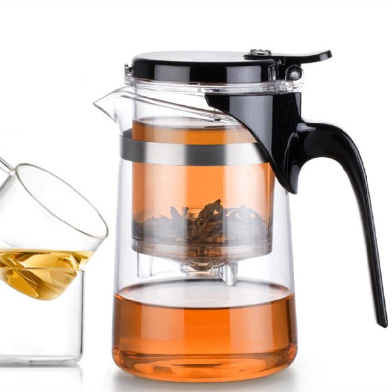 One Button Filter Convenient Teapot High Quality Heat Resistant Glass Teapots Indoor Office Puer Coffee Teaware with Strainer