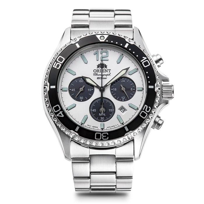 [Orient] Mako SOLAR PANDA RN-TX0203S Men s Watch, White/Silver