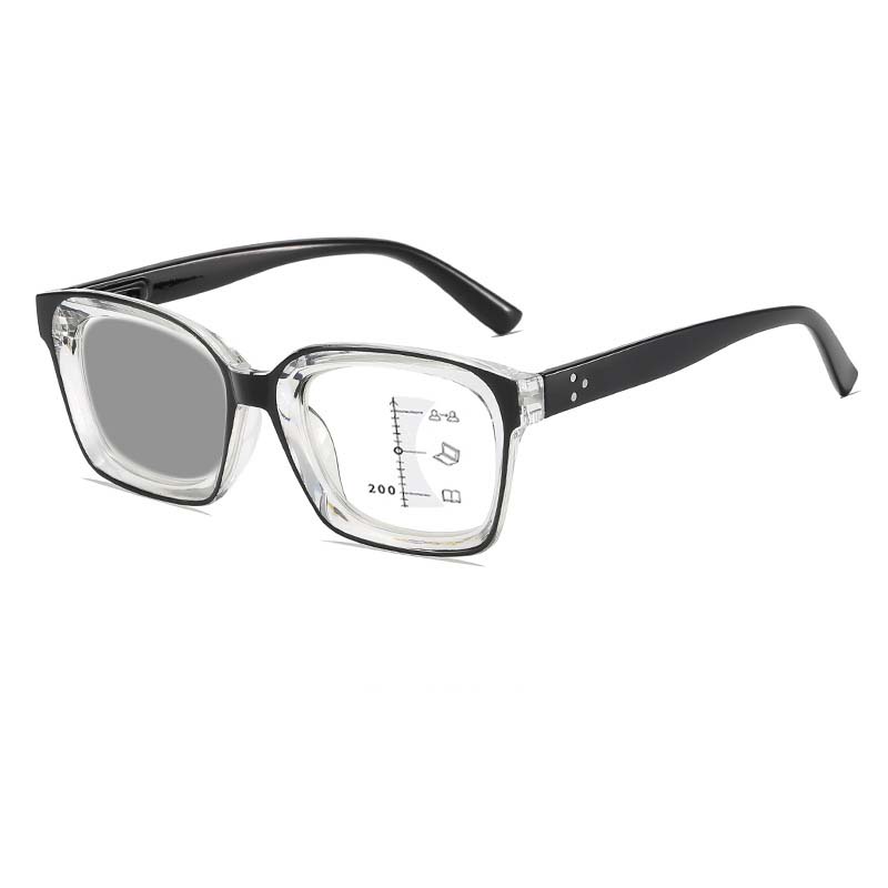 New Fashion Photochromic Multifocal Presbyopia Glasses Men's and Women's High-definition Anti Blue Light Glasses Diopter To +4.0