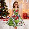 Children's Fashion Casual Christmas Print Off-Shoulder Punk Vintage Dress