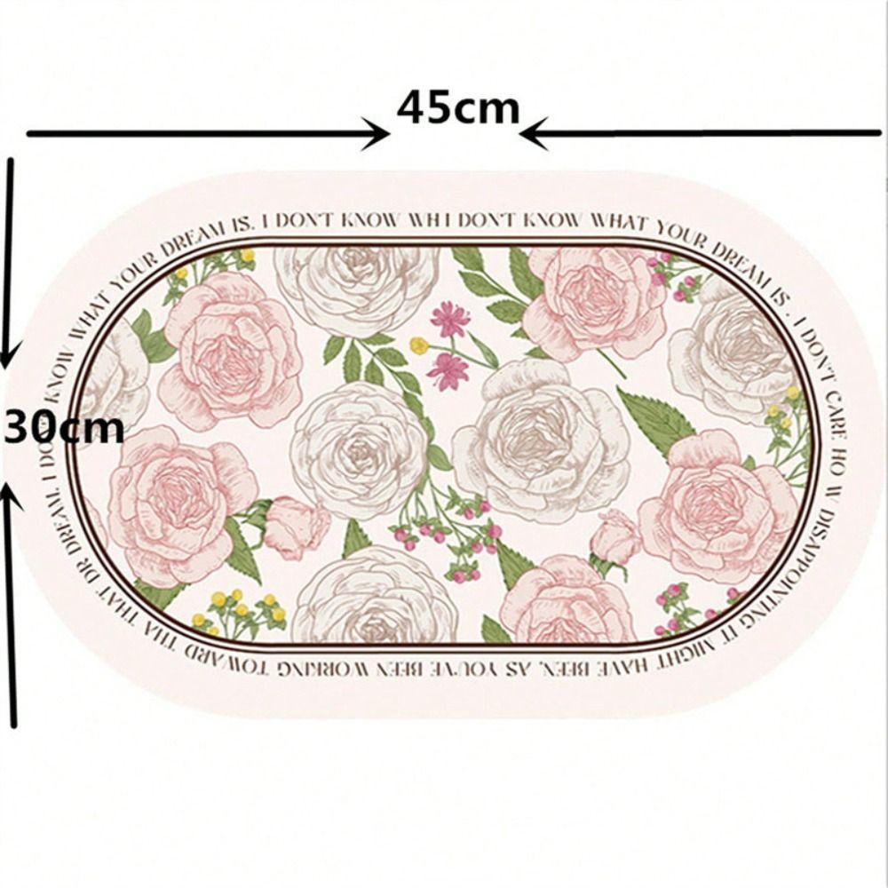 New Elliptical Floral Placemats Leather Waterproof Dining Pads Heat-Resistant Non-Slip Place Mats Coaster Decor
