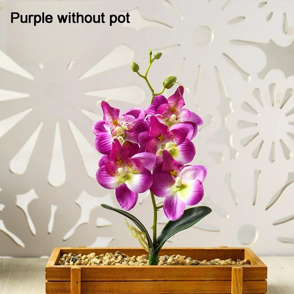 

Orchid Artificial Orchids Flowers with Vase White Plant Silk Faux Orchids Fake Flowers Arrangements for Home Decoration
