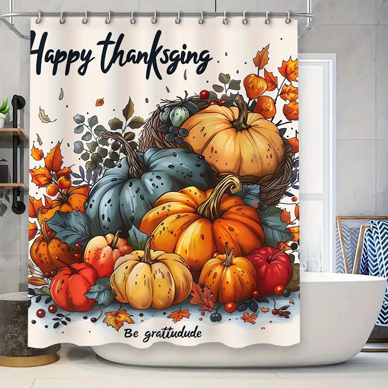 1Pccute Fall Harvest Pumpkin Shower Curtain Festive Autumn Decor For Bathroom Kids Room