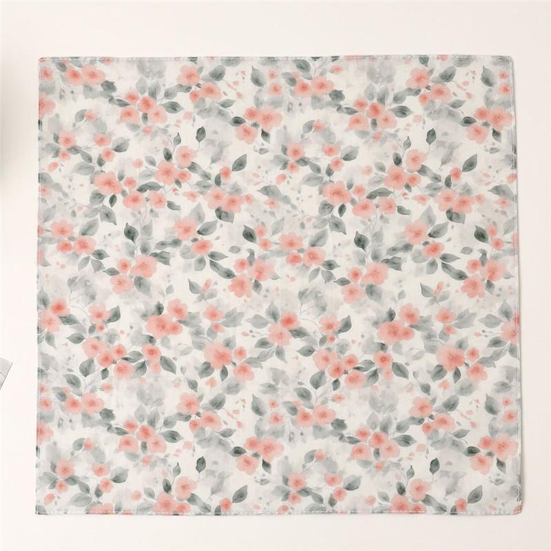 1Pc 34x34cm Thin Cotton Retro Flower Printed Women Pocket Handkerchief Scarf Absorbent Wipe Sweat Towel