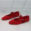 Fashion 2025 Spring Designer Mary Janes Shoes for Women Double Thin Strap Buckle Daily Light Flannel Round Toe Chic Ladies Ballet Flats