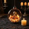 Halloween Ornament for Front Door Ball Ornament, Light Up Plastic Clear Hanging Celebration Party Decor Decoration with Cat/Skeleton/Bat Inside Indoor