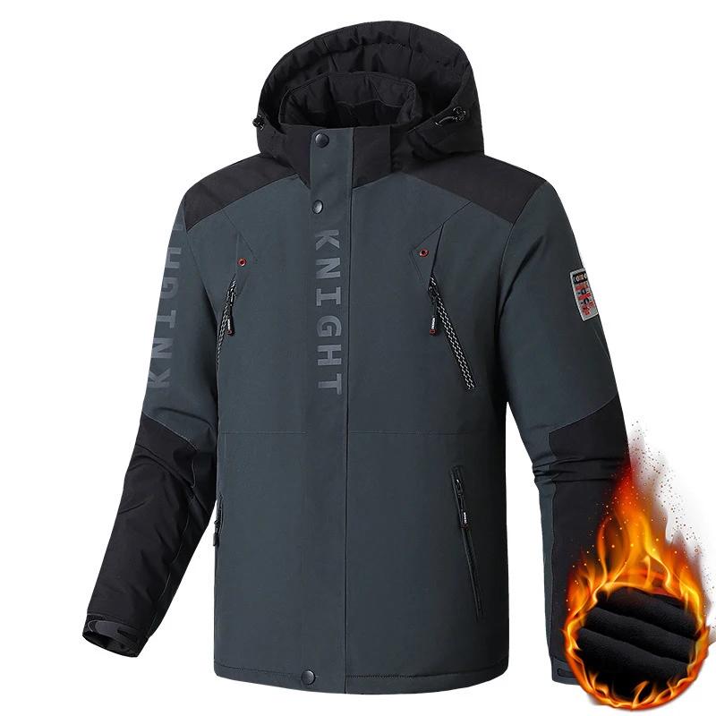 Männer Verdicken Warme Winter Jacke Outdoor Parkas Mit Kapuze Kleidung Schwarz Patchwork Plus Samt Mode Übergröße 8XL 9XL Mantel