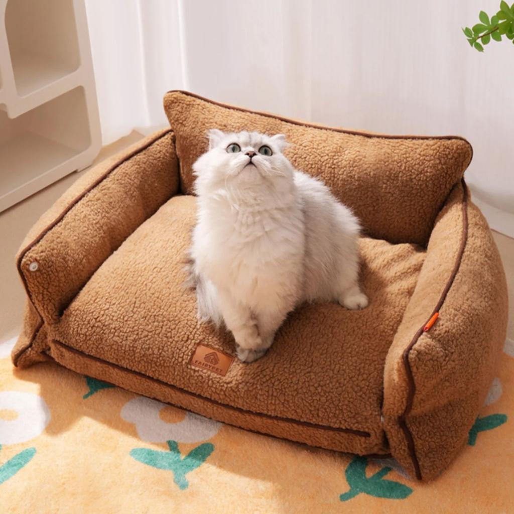 Berber Fleece Dog Bed Fully Detachable Washable Pet Cat Dog Sofa Beds Thickened Soft PP Cotton Filling Pet Dogs Accessories