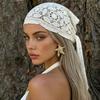 1 szt. Bohemian Floral Szydełkowa Koronkowa Chusta na Głowę Oddychająca Ochrona przed Słońcem Odpowiednia na Wakacje na Plaży Codzienne Użytkowanie