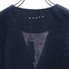 unused Made in Italy Linen 7 minutes sleeve V neck one piece 42 Navy blue Women Used
