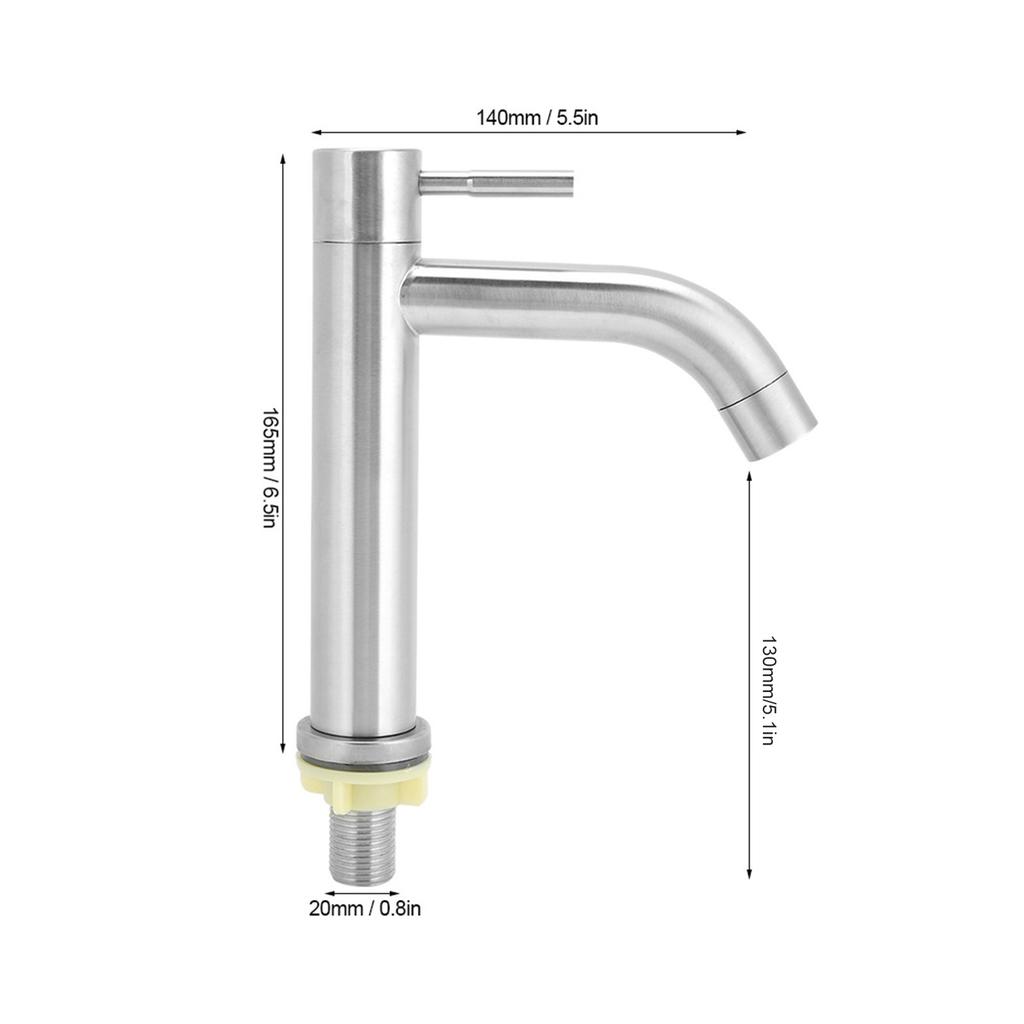 G1/2in Male Thread Stainless Steel Water Faucet Undercounter Single Cold Water Tap