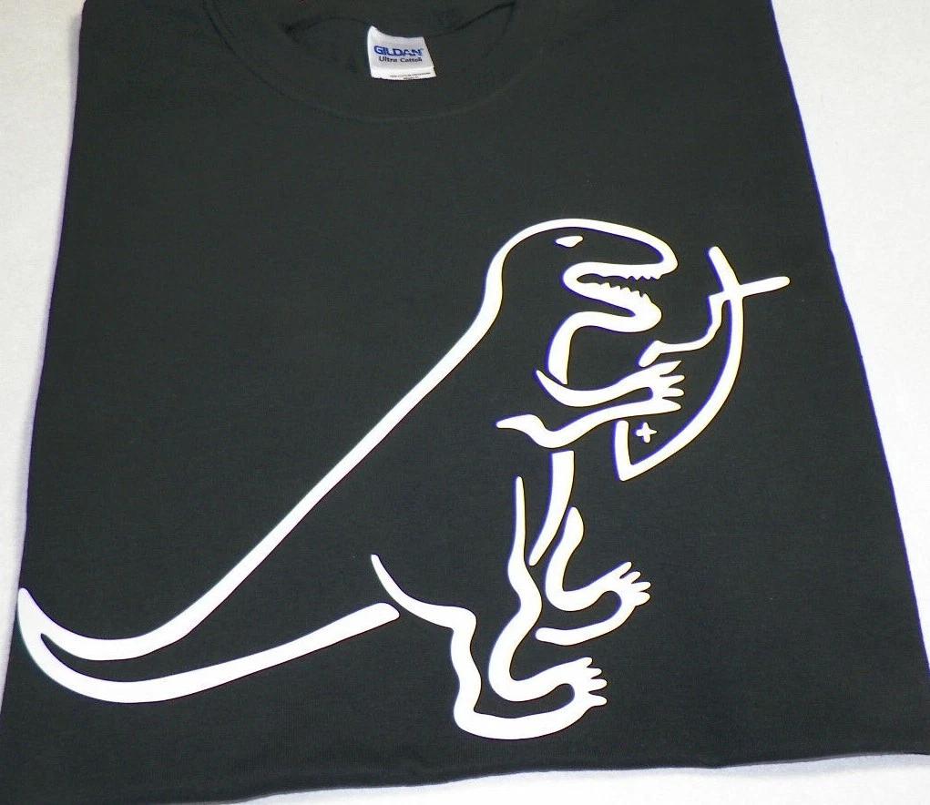 Atheist Dinosaur eating fish Darwin T shirt Evolution M