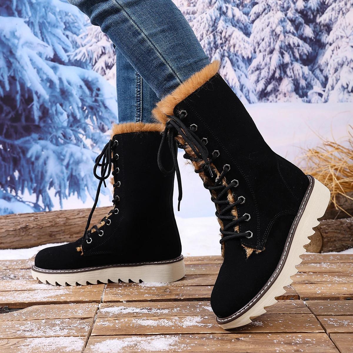 

New Women Cotton Boots Low Heel Round Toe Boots Fleece Lined Lightweight Short Boots Comfortable Fashionable Shoes Women 36