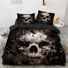 Set Biancheria da Letto Teschio Cappello Nero Misura Queen Set Copripiumino Halloween Stile Moderno Set Biancheria da Letto Camera da Letto Copripiumino Federe