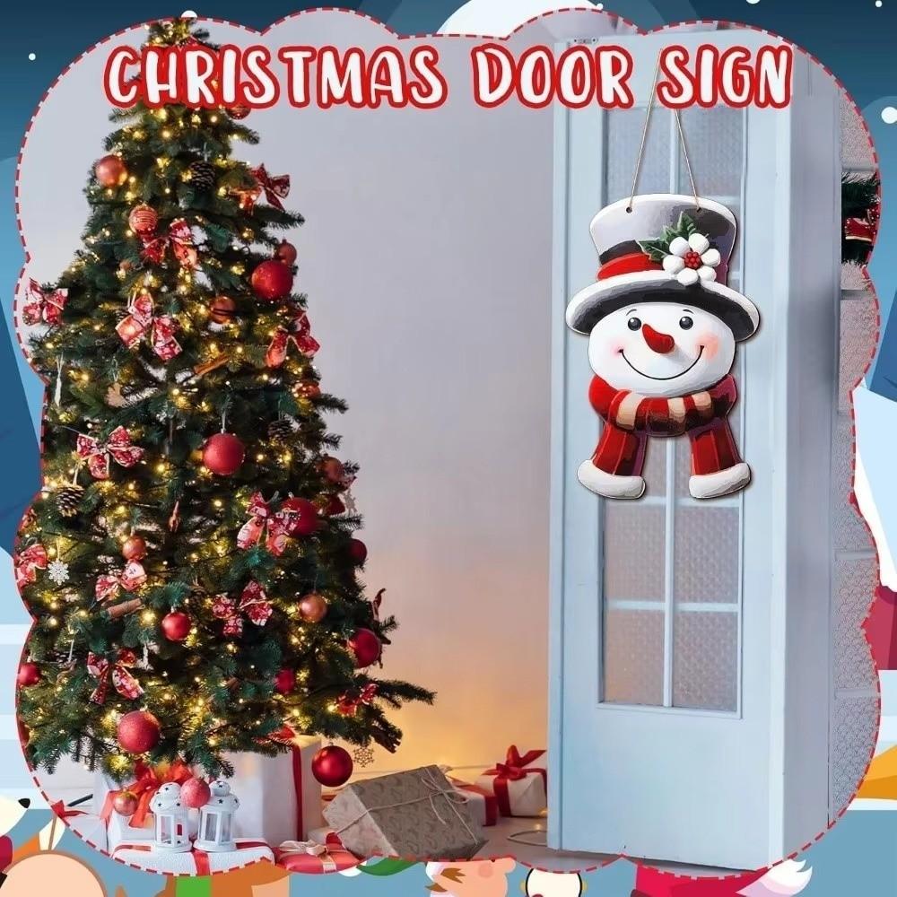 2D Flat Wooden Christmas Wall Decor Rural Style Christmas Snowman Ornament  Christmas Wall Decor