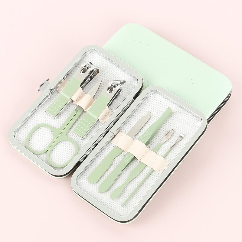 7-teiliges Matcha-Grün Nagelscheren- & Nagelscheren-Maniküre-Set