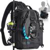 Multi-Compartment Fishing Backpack Rods Reels Lures Tackle Waterproof Oxford Fabric Single/Double Shoulder Carry