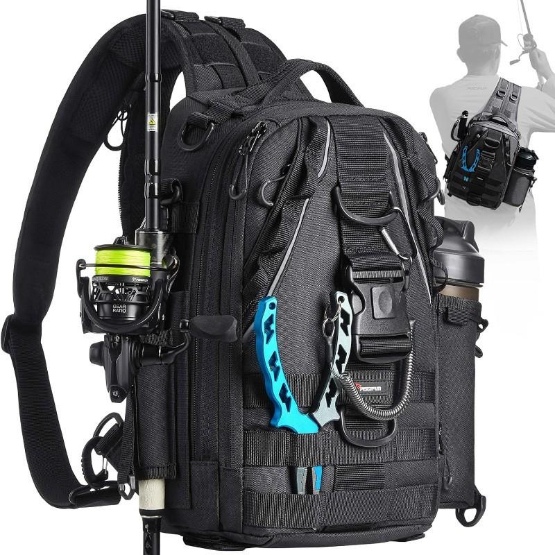 Multi-Compartment Fishing Backpack Rods Reels Lures Tackle Waterproof Oxford Fabric Single/Double Shoulder Carry