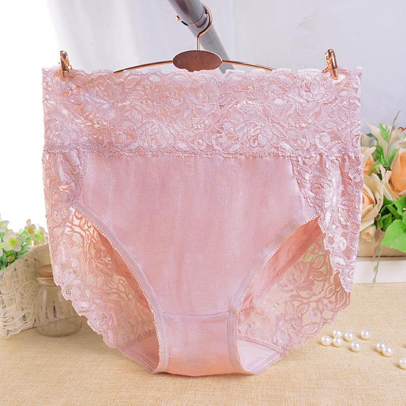 Chiloți de damă modal cu talie înaltă și bordură din dantelă - Mărimi mari, respirabili și confortabili