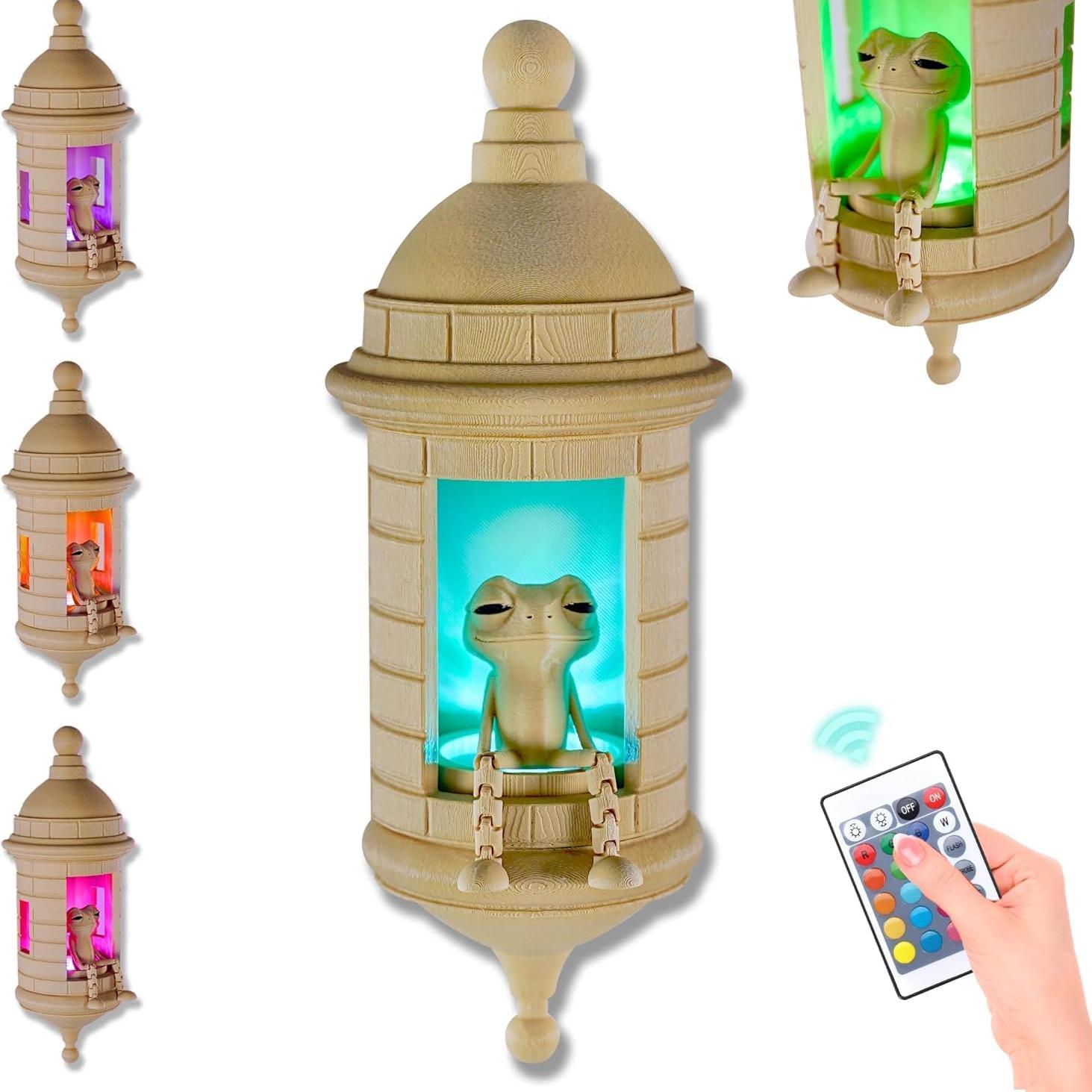 Пуэрто-Риканская Гарита Лягушка Коки Лампа Смена Цвета со Звуком для Стены с Пультом Управления Коридор Комната Сад Декор бежевый
