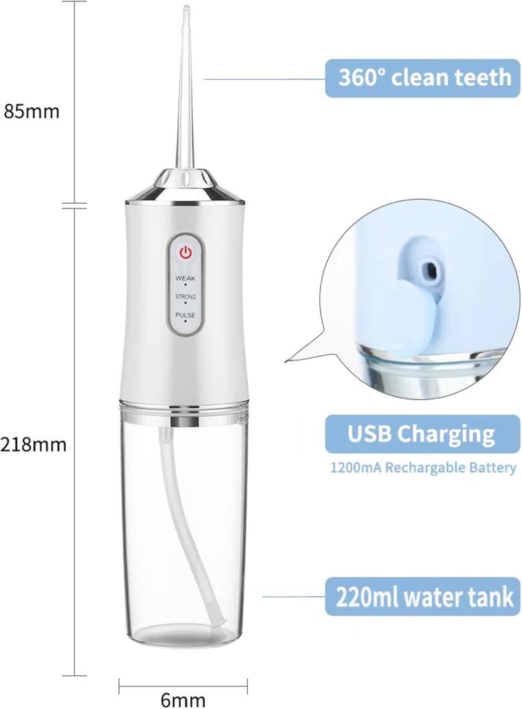 Cordless Water Teeth – Rechargeable Dental Oral with 3 Modes, Waterproof Design, USB Fast Charging,