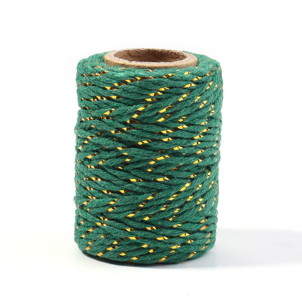 20Meters 2mm Colorful Braided Cords Christmas Thread Golden Silk String Rope For Making Christmas Gift Packaging DIY Party Decor