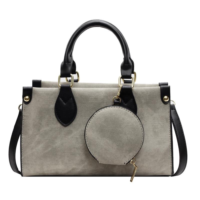 New bag women's trend casual simple messenger bag popular contrasting color women's handbag commuter tote bag