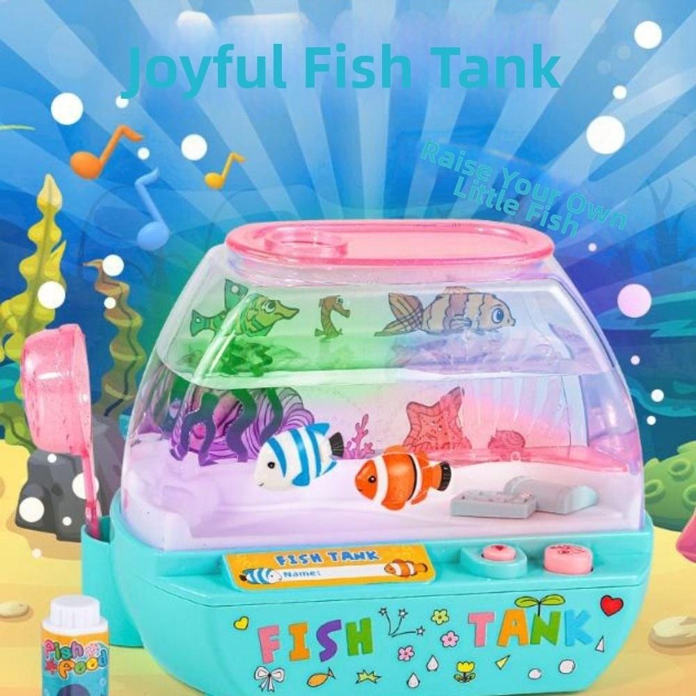 Creative Artificial Aquarium Cartoon with Music and Light Mini Simulation Fish Tank Funny Lovely Music Interactive Aquarium