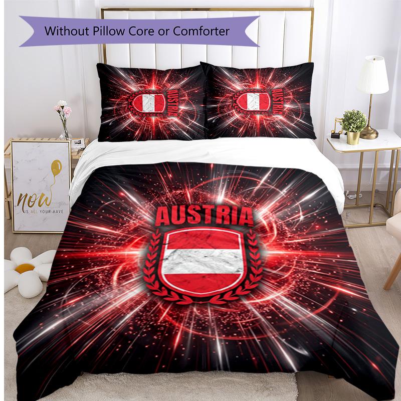 Set Lenzuola Stampate Caldo e Traspirante 3 Pezzi con Motivo Calcio Austriaco come Regalo per Inaugurazione Casa o Festività