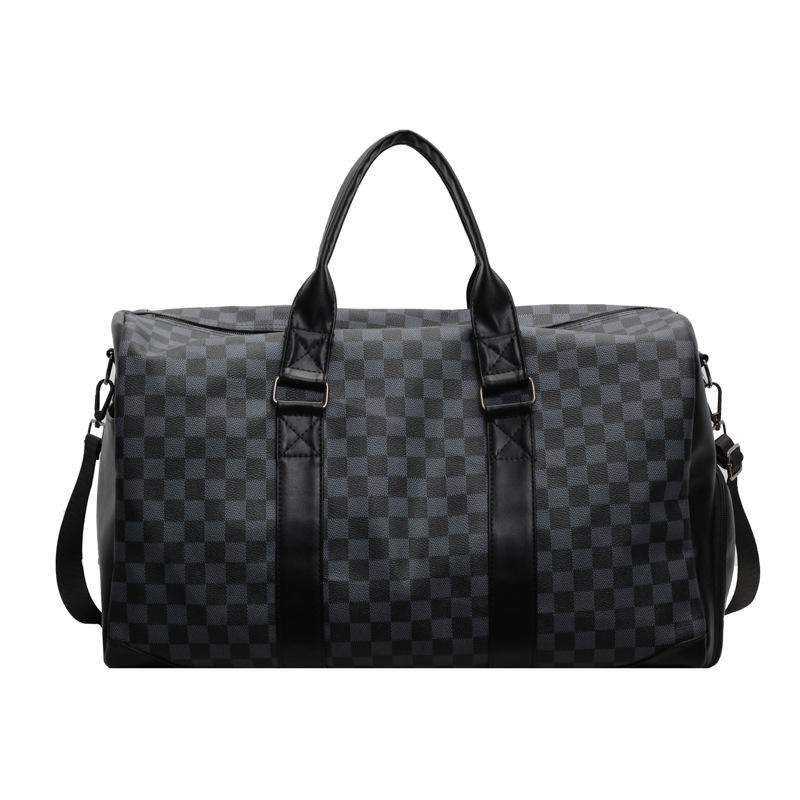 Stylish and atmospheric business trip, large-capacity checkered luggage, to go out to play, with shoe compartment, travel bag can be set with tie rod