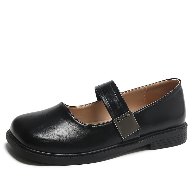 Aphixta 2024 New 2.5cm Low Heels Mary Janes Square Toe Patent Leather Women Shoes Elegant Shallow Pumps Metal Buckle Autumn Shoe