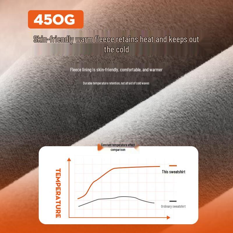 MINISO Men's American Style Fleece-Lined Suede Sweatshirt