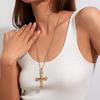 Punk Style Cross Pendant Necklace with Personalized Diamond and Alloy Design