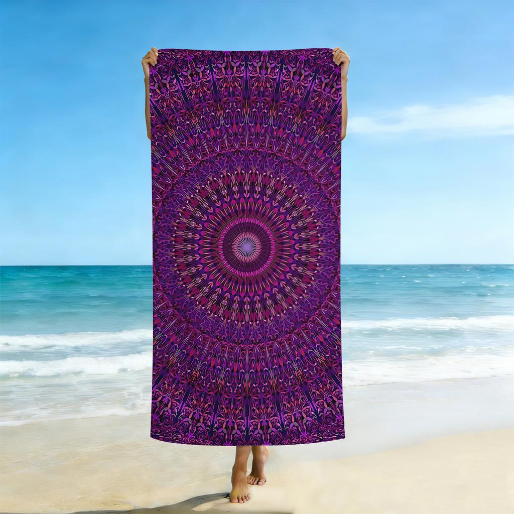1Pc Mandala Themed Printed Beach Towel, Absorbent And Quick Drying Towel, Ultra-Fine Fiber Swimming Towel (Single-Sided Printed)