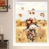Static Window Decals of Forest Animals Autumn Sticker with Cute & Maple Leaves, Removable Harvest Pastoral Theme Art Festival Clings, Waterproof