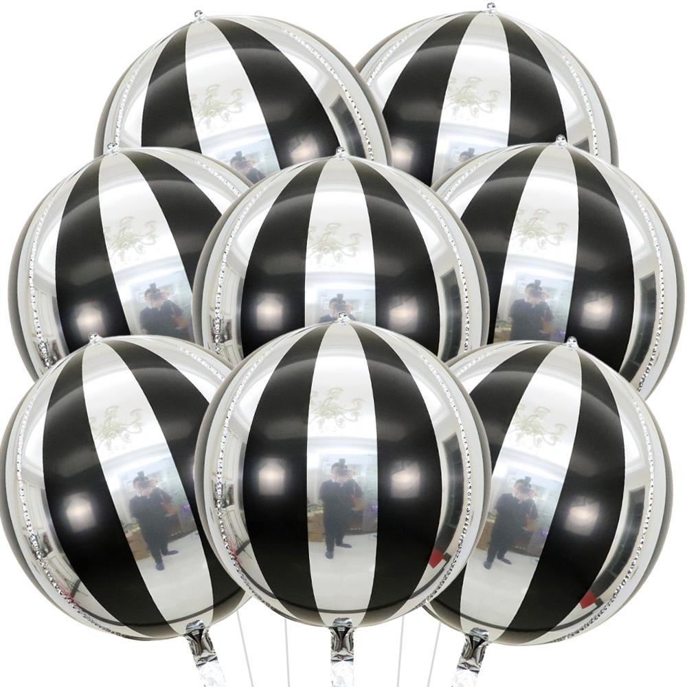 22-Inch 4D Round Striped Aluminum Foil Balloons, Suitable for Birthday Parties, Carnivals, Circus Performances, Various Parties, and Party Decorations