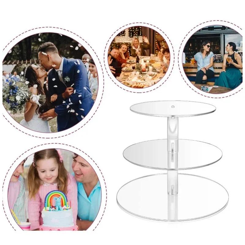 3/4/5/6Tier Acrylic Round Cupcake Stand Clear Birthday Cupcake Stand Holder Dessert Display for Wedding Birthday Christmas Party