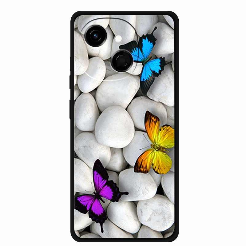 For Tecno Spark 40C Case Soft Black TPU Silicone Back Shockproof Cover for Tecno Spark40C 40 C Case Pop 10 Pro Butterfly Funda
