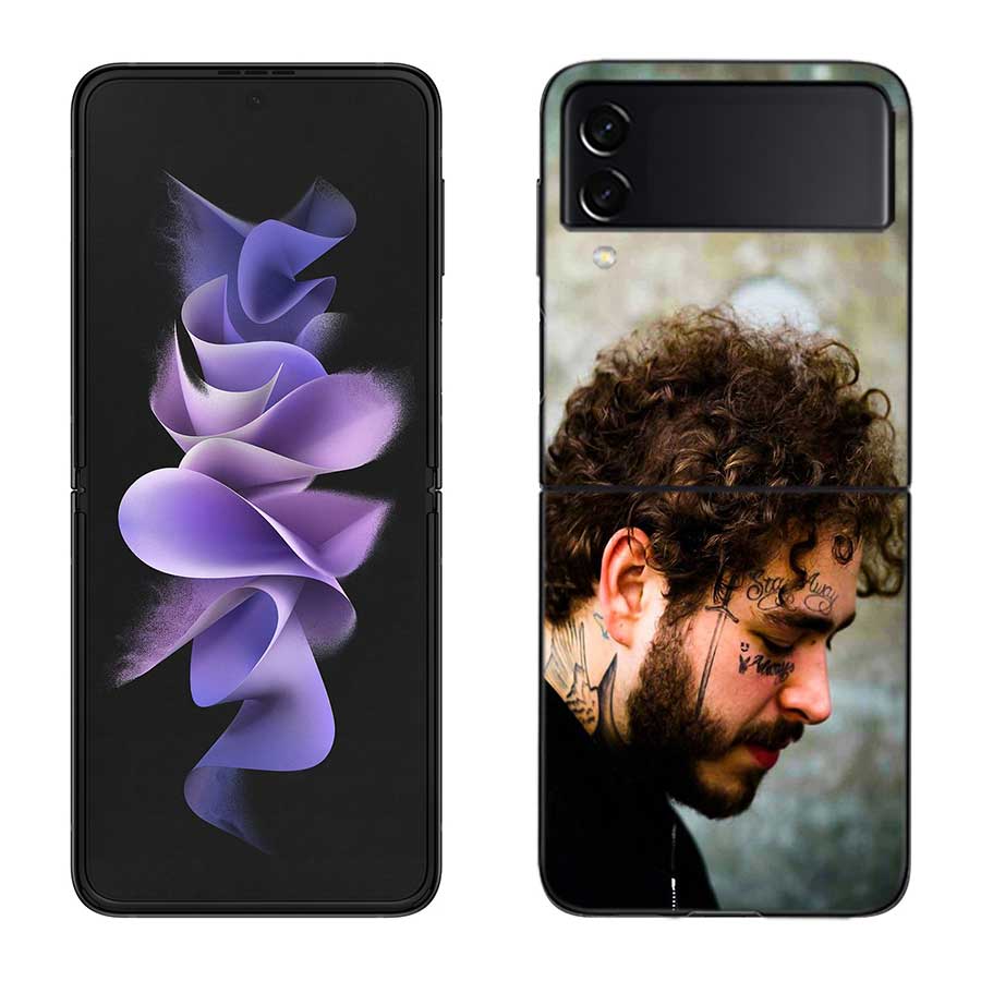 

P-post Singer M-Malones Phone Case For Samsung Z Flip 7 6 5G Galaxy Z Flip 5 4 3 Black Hard Cell Cover Luxury PC Shell Coque Samsung Z Flip 5 5G
