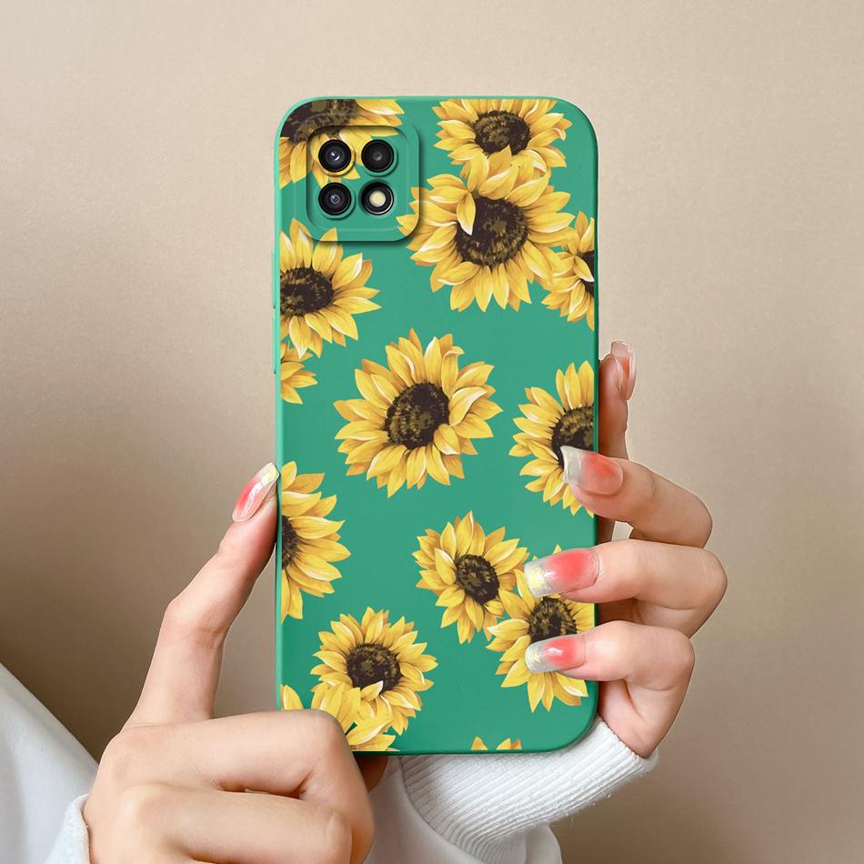 Cases For Samsung A22 5G 4G A22S Cute Soft Liquid Silicone Camera Protector Back Cover For Galaxy A22 A 22 A 22S Coque Bumper