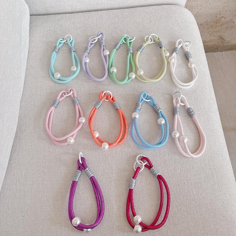 N402 Shiny Dopamine Color Block Woven Anti-Theft Mobile Wrist Lanyard