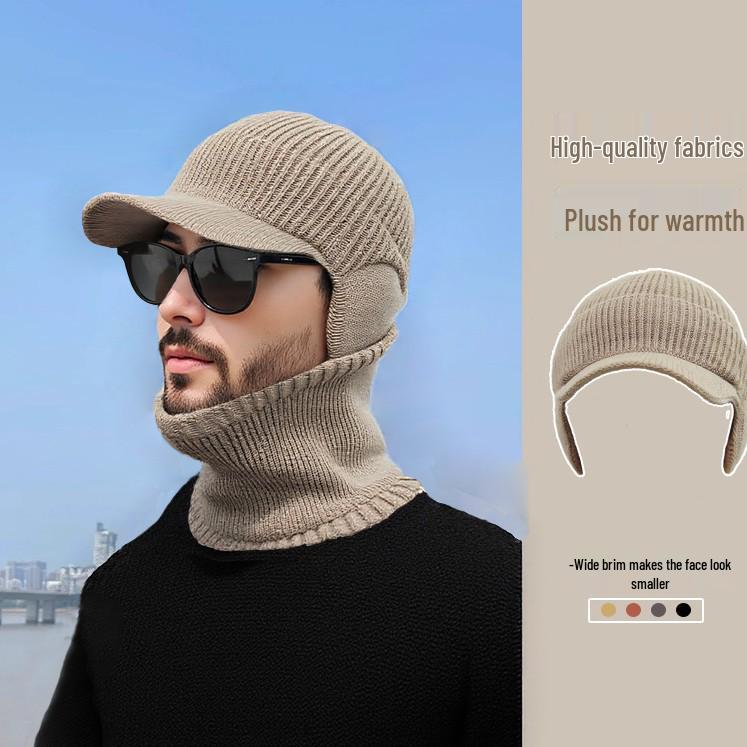 Men's Winter Ear Protection Woolen Hat for Middle-aged & Elderly - Thickened, Plus Velvet, Cold & Windproof