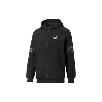 Puma Logo Print Hooded Full Zip Long Sleeve Sweatshirt Men Sweatshirt Black 672447-01